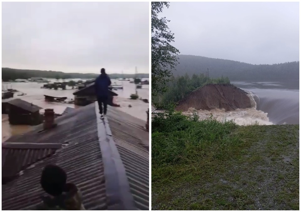 Rusya'da şiddetli yağışlardan baraj yıkıldı, işte o anlar